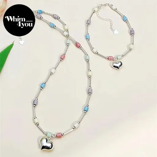[MABT1001] Collar y Pulsera Alxa Love Natural Plata 925 y Piedras naturales