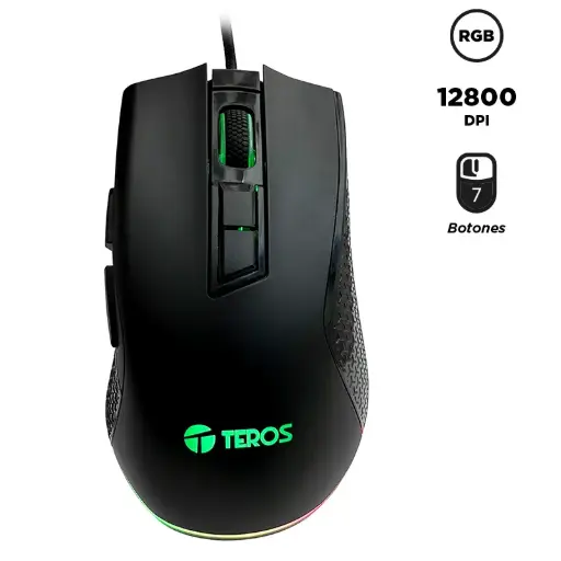 [THMOU006] Mouse gamer TEROS TE-1211G, 7 botones, RGB, negro