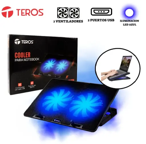 [THC402017] Cooler TEROS TE-7020N, para notebooks de hasta 15.6", 2 fan
